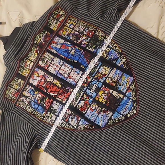 Levi's Striped Work Shirt - St. Jean Church, Mary, Jesus Print Patch Embroidered - Picture 7 of 17